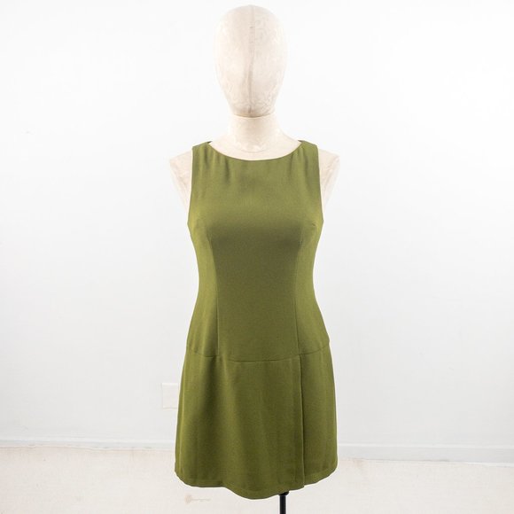 Nicole Miller M Vintage 90s Crepe Mini Dress Green - Picture 9 of 9